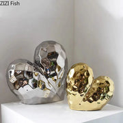 Gold Heart Ceramic Sculpture