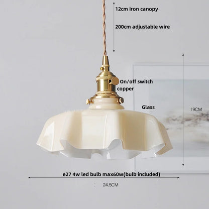 DecorBites™ Green Flower Glass Pendant Light for Kitchen Bar Restaurant, Modern Wire Adjustable Hanging Lamp