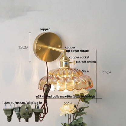 DecorBites™ Clear Glass LED Wall Light with Pull Chain Switch