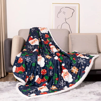 DecorBites™ Cozy Flannel Blanket for Christmas Sofa Cover in Digital Lamb Wool Nap Blanket