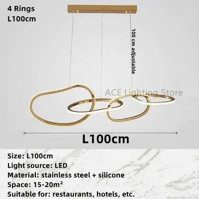 DecorBites™ Gold LED Ring Ceiling Chandelier: Modern Luxury for Bar, Hotel, Bedroom & Restaurant