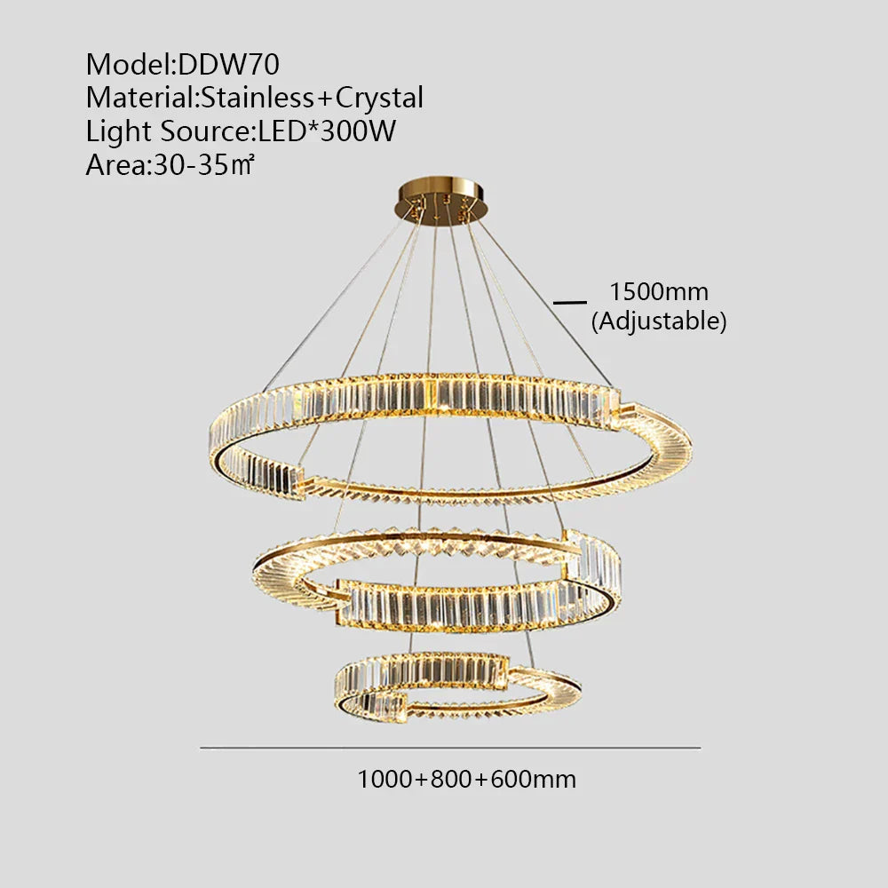 DecorBites™ Crystal Gold Ring LED Chandelier for Minimalist Luxury Home Decor