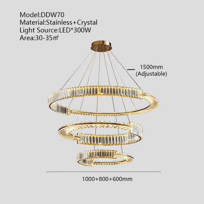 DecorBites™ Crystal Gold Ring LED Chandelier for Minimalist Luxury Home Decor
