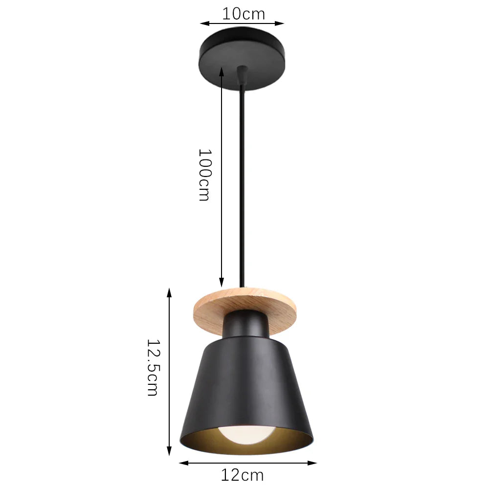 Black Wood Industrial Pendant Light