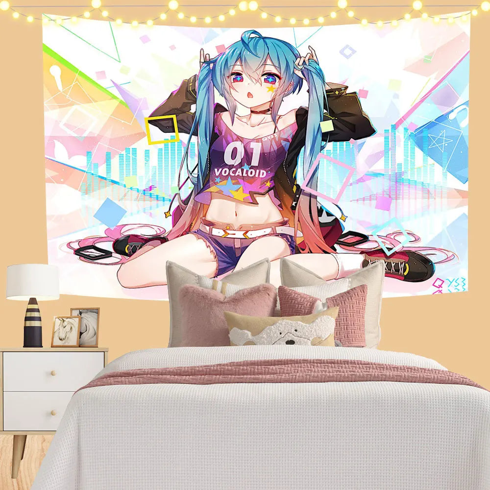Polyester Anime Girl Tapestry