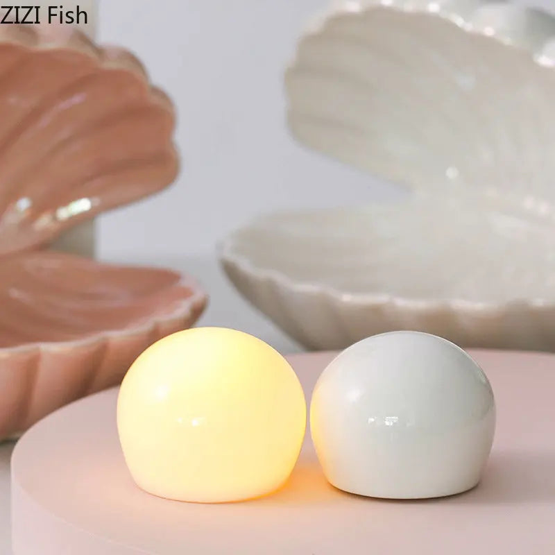 DecorBites™ Dream Pearl Ceramic Lamp Desk Decoration Modern Home Decor Ornaments Shell Storage Box