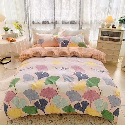 DecorBites™ Flowers Print Cotton King Size Bedding Set, Soft & Comfortable Duvet Cover Set