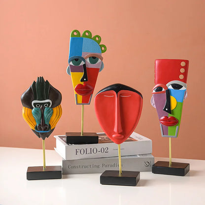 DecorBites™ African Abstract Face Monkey Sculpture for Modern Home Decor