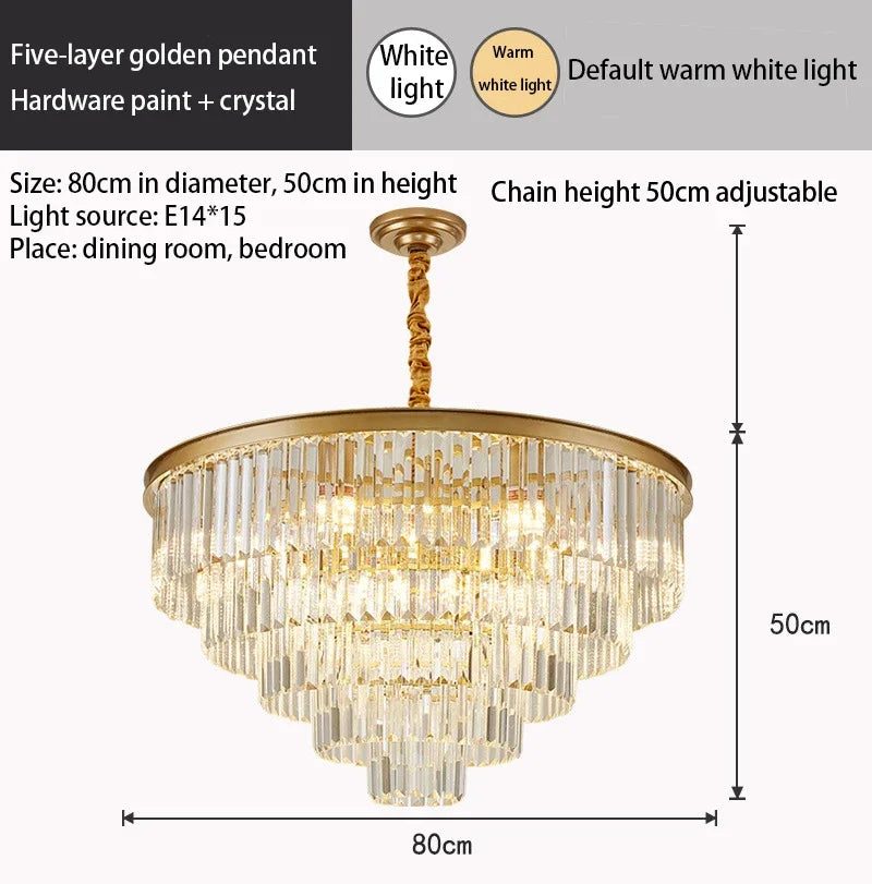DecorBites™ Crystal Gold Black LED Chandelier: Modern Multi-Storey Pendant Lamp Lighting