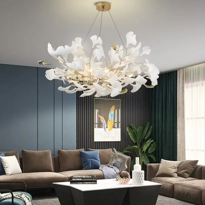 Golden Ceramic Branch Chandelier