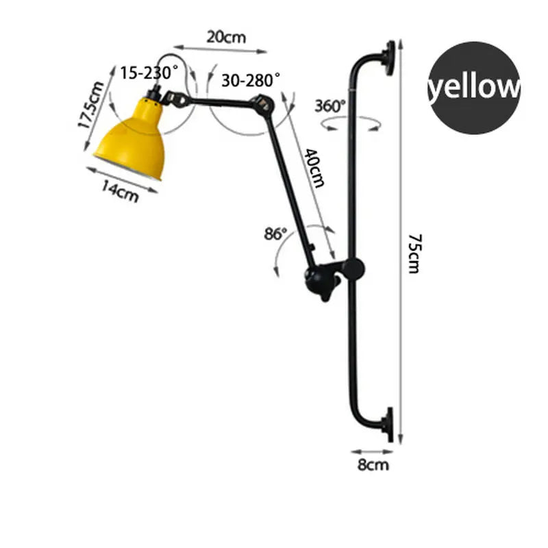 DecorBites™ Industrial Iron Swing Arm Wall Lamp for Bedroom, Living Room, Office Decor