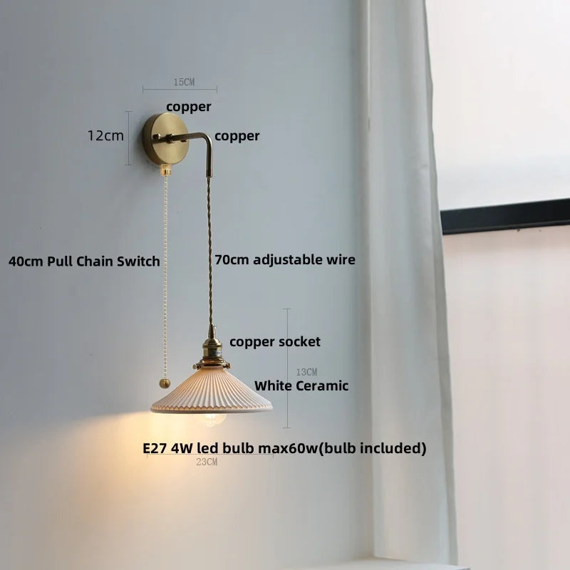 DecorBites™ Adjustable LED Wall Light Clear Glass Copper Bedside Lamp