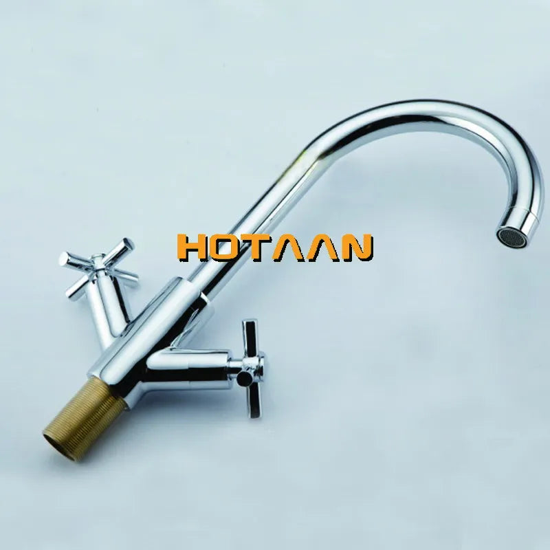 Chrome Dual Handle Faucet Hot And Cold Kitchen