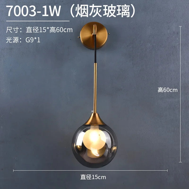 DecorBites™ Glass Ball Gold LED Wall Sconce Modern Nordic Indoor Lamp Fixture