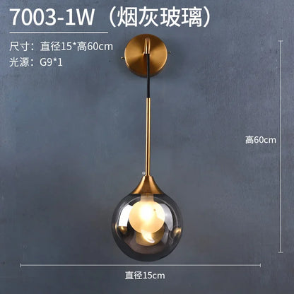 DecorBites™ Glass Ball Gold LED Wall Sconce Modern Nordic Indoor Lamp Fixture