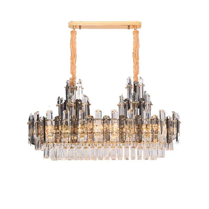 DecorBites™ Crystal LED Oval Round Chandelier Hanging Lamp - Dimmable Ceiling Pendant