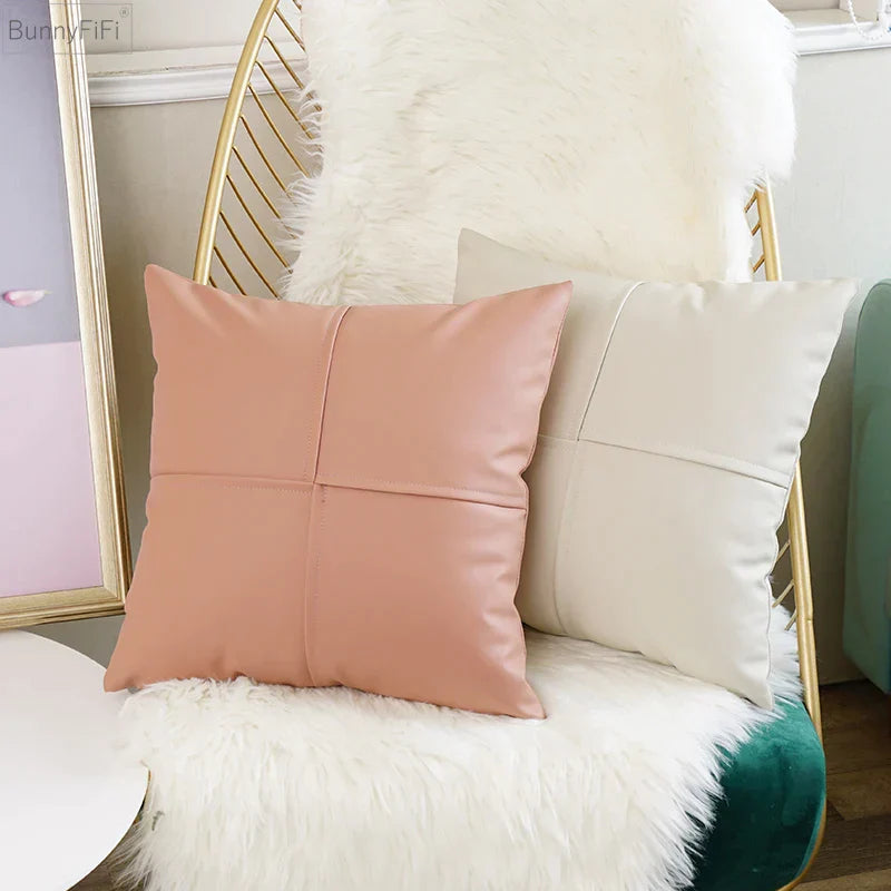 DecorBites™ Ivory Leather Pillow Cover 45x45cm for Home Decoration