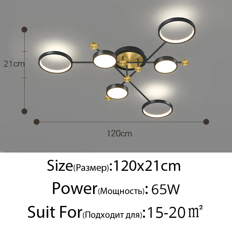 Gold Frame 6-Head Dimmable LED Chandelier