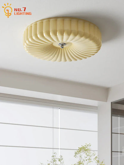 DecorBites™ Cream Wind LED Glass Ceiling Lamp: French Design for Bedroom, Study, Balcony, Cafe