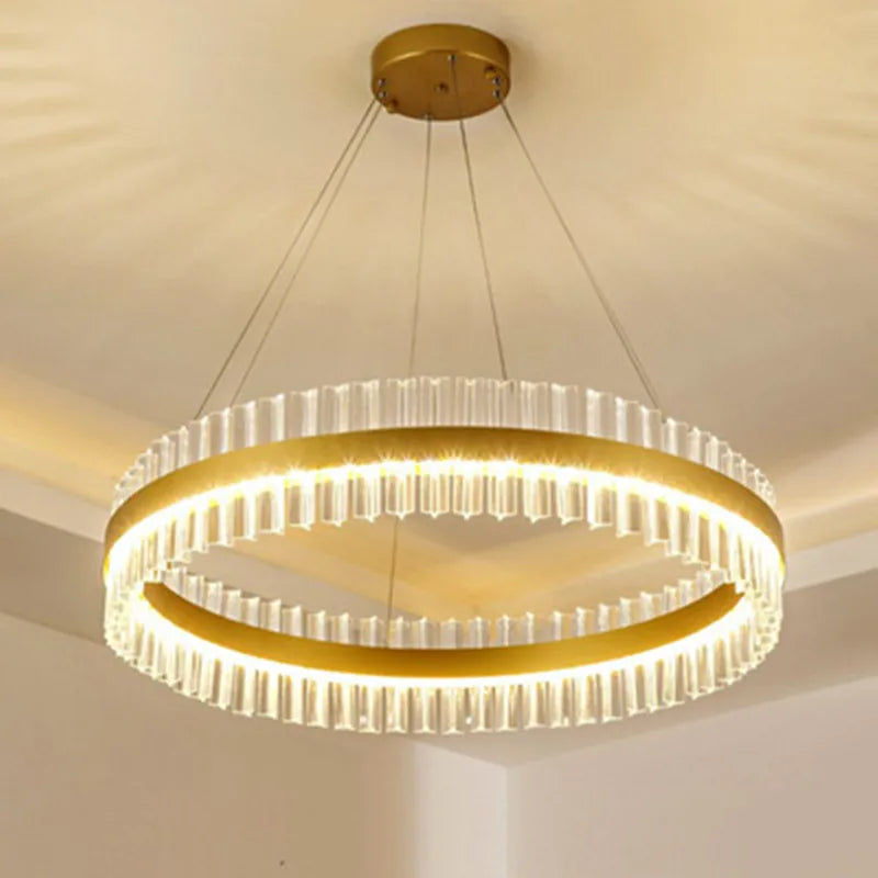 DecorBites™ Crystal LED Circle Pendant Chandelier for Living Room Kitchen Decor