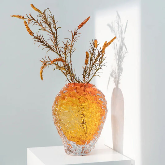DecorBites™ Glass Colored Vase Orange Floral Arrangement Hydroponics Terrarium Home Decor