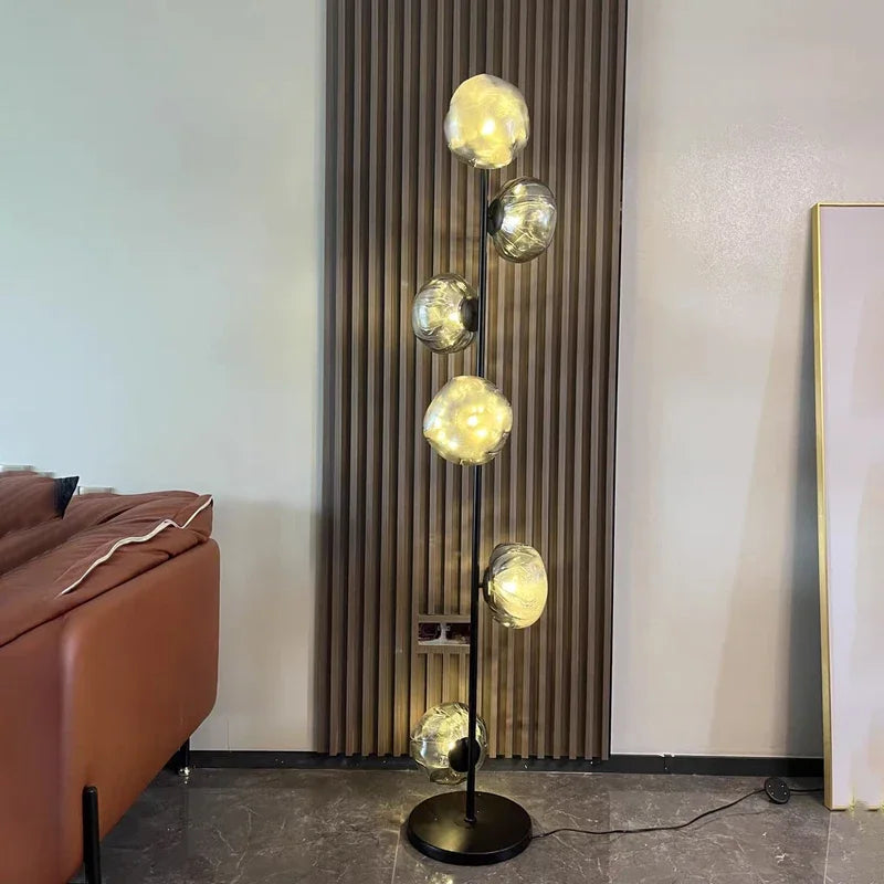 DecorBites™ Glass Shade LED Floor Lamp for Home Decor, Living Room, Bedroom, Minimalist Design