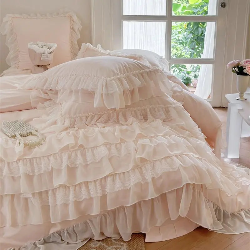 DecorBites™ French Princess Bedding Set with Ruffles and Lace