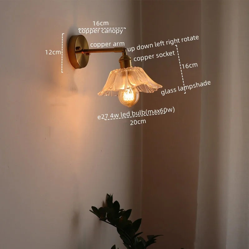 Copper Glass Wall Sconce Japanese Style Bathroom