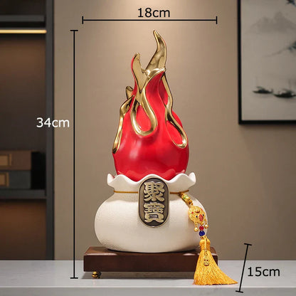 DecorBites™ Gilded Pitaya Cat Ceramic Feng Shui Ornament Landscaping Decoration