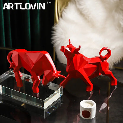 DecorBites™ Geometric Bison Sculpture Resin Home Office Modern Decor Tabletop Figurine