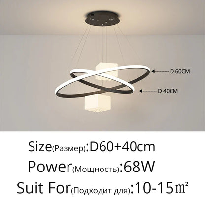 DecorBites™ LED Chandelier: Modern Living Room Kitchen Hanging Light, White Indoor Lighting Fixture