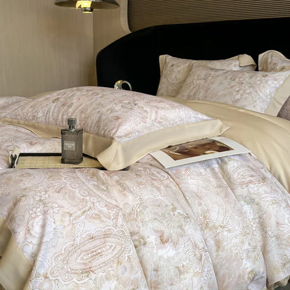 DecorBites™ Eucalyptus Fiber Flowers Bedding Set: Duvet Cover, Bed Sheet, Pillowcase - 4Pcs