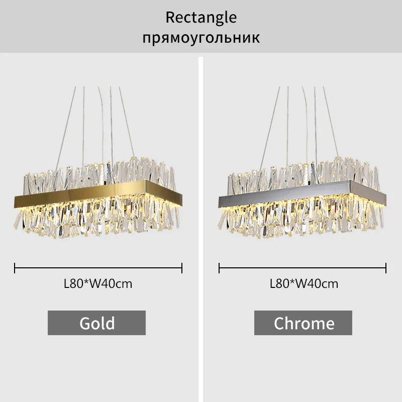 DecorBites™ Crystal LED Pendant Light Chrome/Gold Luxury Chandelier for Kitchen Living Room.