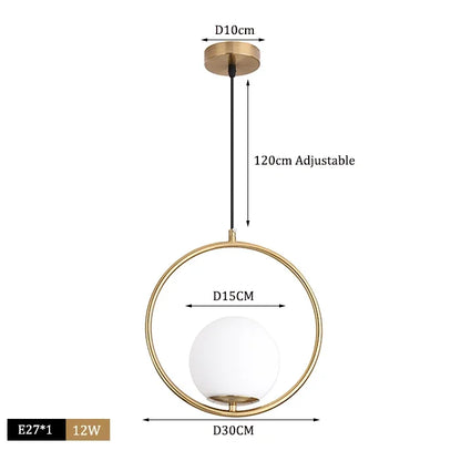 DecorBites™ Glass Ball Pendant Lights LED Kitchen Living Room Suspension Luminaire