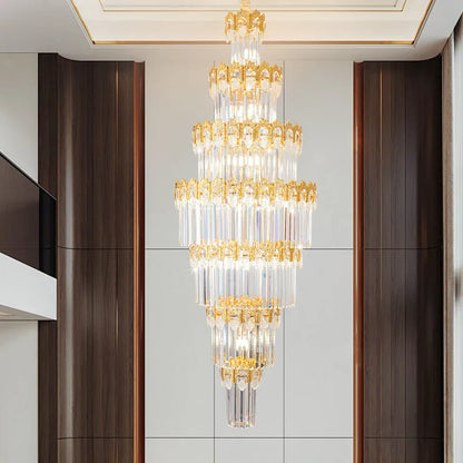 DecorBites™ Crystal Staircase Chandelier: Luxurious European Style for Villa Living