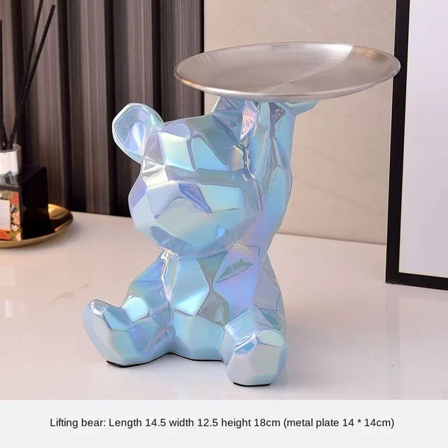 DecorBites™ Geometric Bear Piggy Bank Key Tray Cosmetic Bookshelf Statue & Storage Box