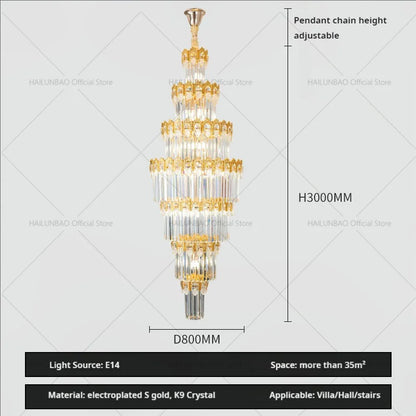 DecorBites™ Crystal Staircase Chandelier: Luxurious European Style for Villa Living