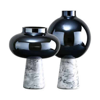 DecorBites™ Geometric Circle Star Glass Vase: Handicraft Home Decor Flower Arrangement Accessory