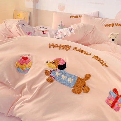 DecorBites™ Cotton Bedding Set Cute Pattern Soft Comforter Single/Double Size Duvet Cover