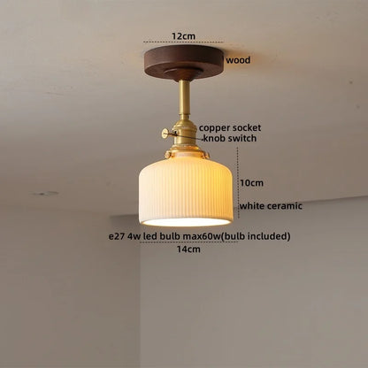 DecorBites™ Glass Wood LED Ceiling Light Nordic Design for Living Room & Corridor
