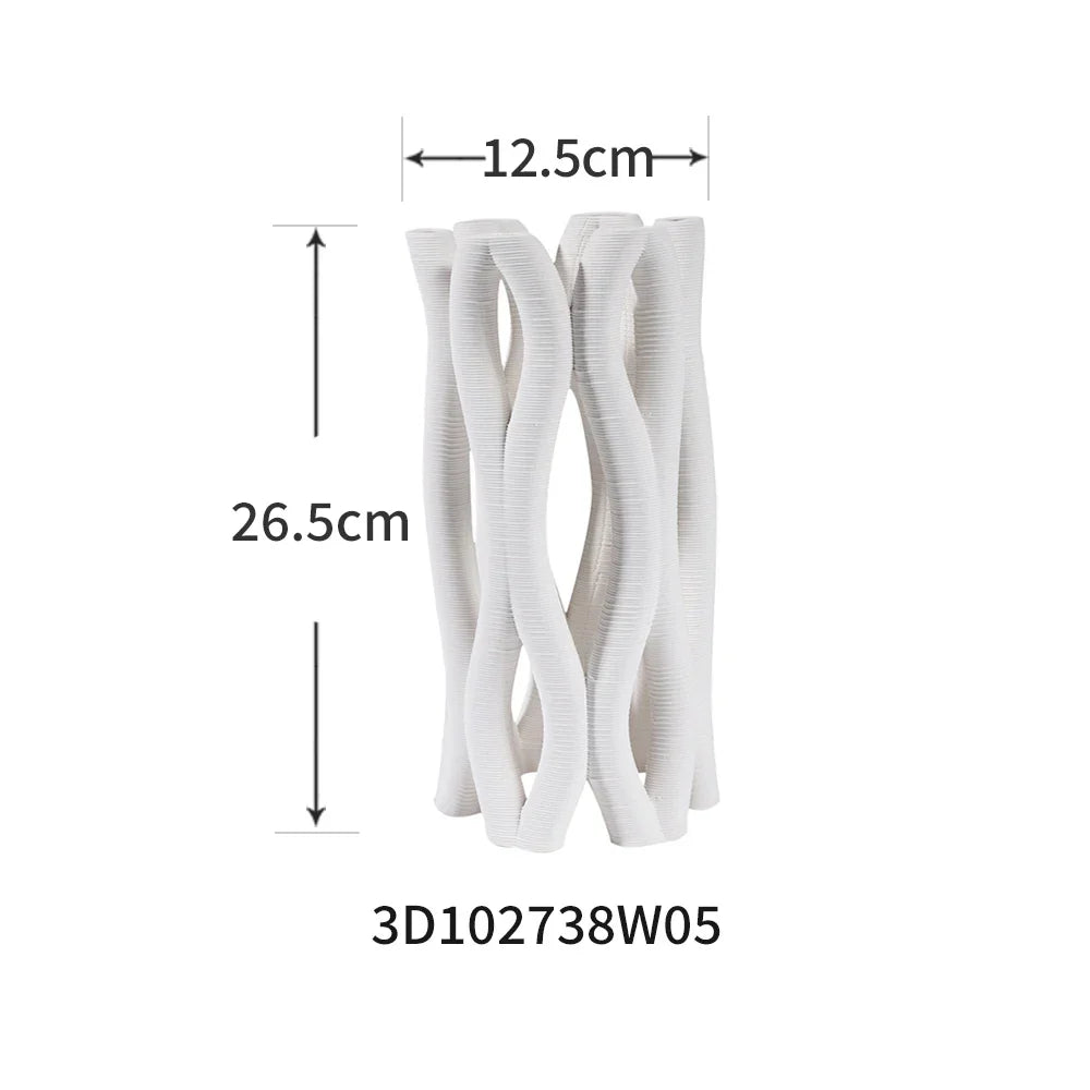 DecorBites™ Geometric Ceramic Spiral Vase Set for Home Decor and Floral Arrangement