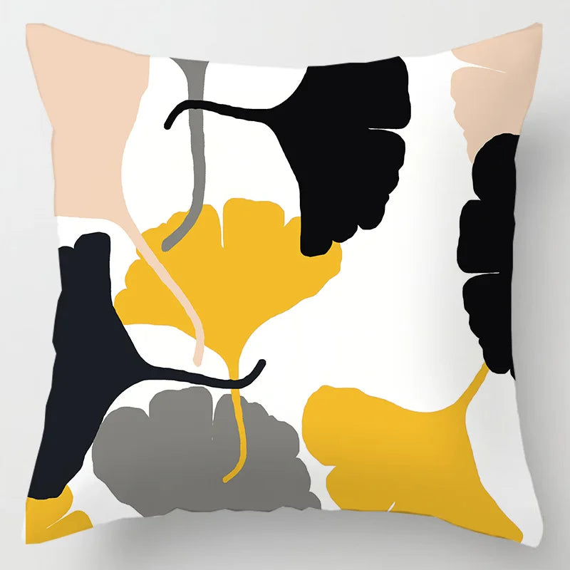 DecorBites™ Geometric Leaves Print Cushion Cover for Home Decor and Comfort