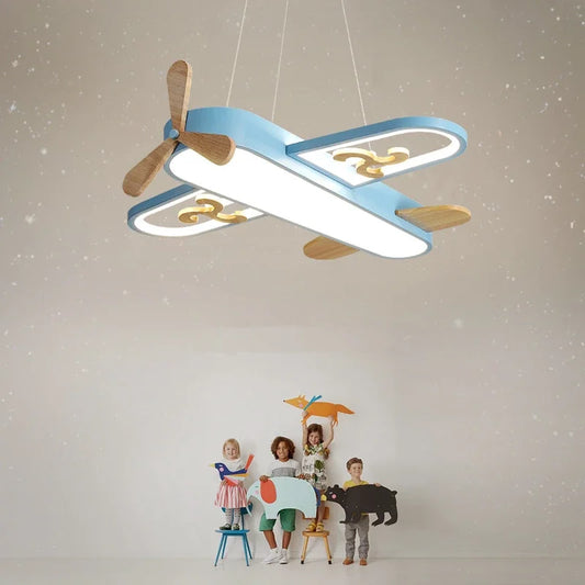 DecorBites™ Kids LED Wood Ceiling Light in Yellow & Blue - Minimalist Design