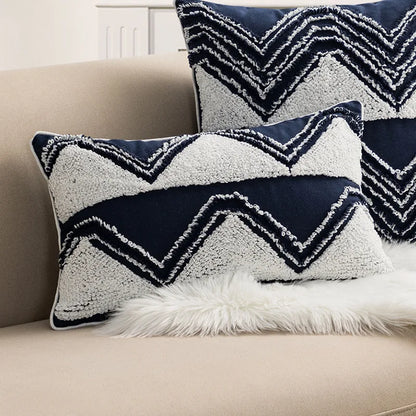 DecorBites™ Geometric Embroidered Cushion Cover with Tufted Tassels for Sofa and Bedroom