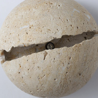 DecorBites™ Dino Egg Stone Wall Lamp Yellow Travertine Hemisphere LED Sconce