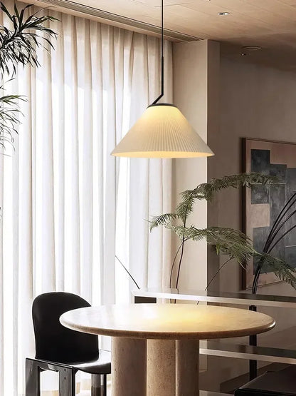 DecorBites™ Cream LED Pendant Light Nordic Pleated Chandelier for Home Decoration