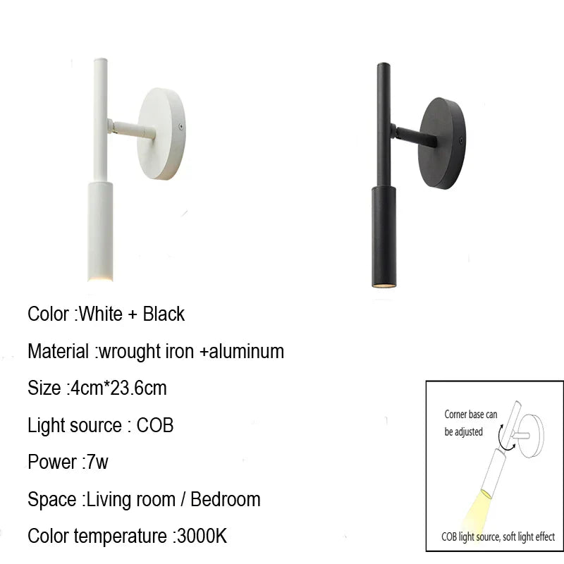 DecorBites™ Adjustable Indoor LED Wall Lamp Spotlight Fixture, Aluminum, Rotatable 350°