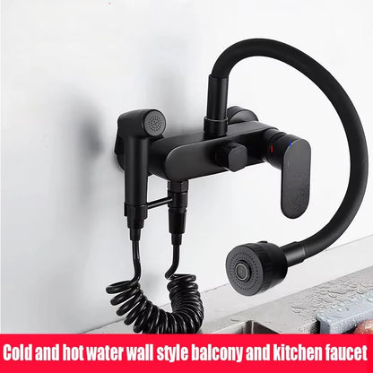 Matte Black Kitchen Faucet Wall Mounted