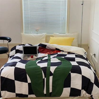 DecorBites™ Large Flowers Print Cotton Satin Full Size Comforter Bedding Set