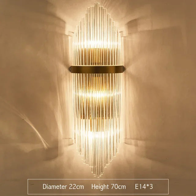 DecorBites™ Gold Crystal Wall Lights: Elegant LED Sconce for Bedroom, Living Room & Bathroom